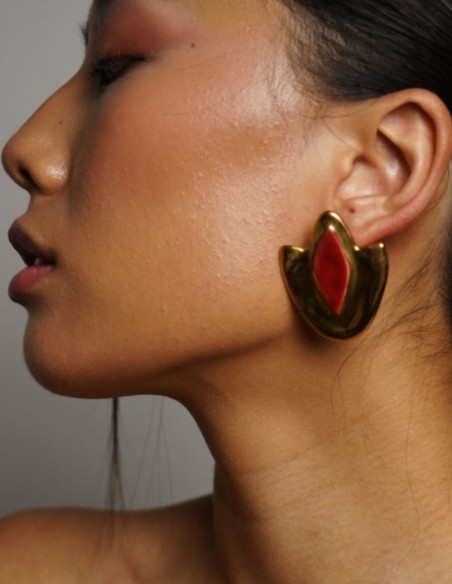 Geometric maxi earrings with enameled detail