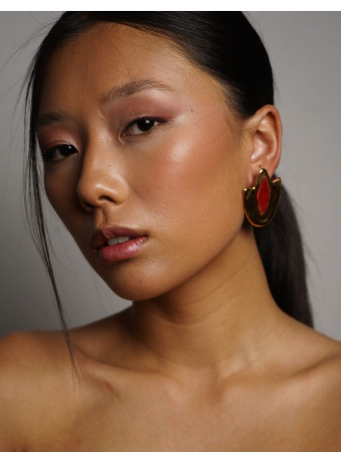 Geometric maxi earrings with enameled detail