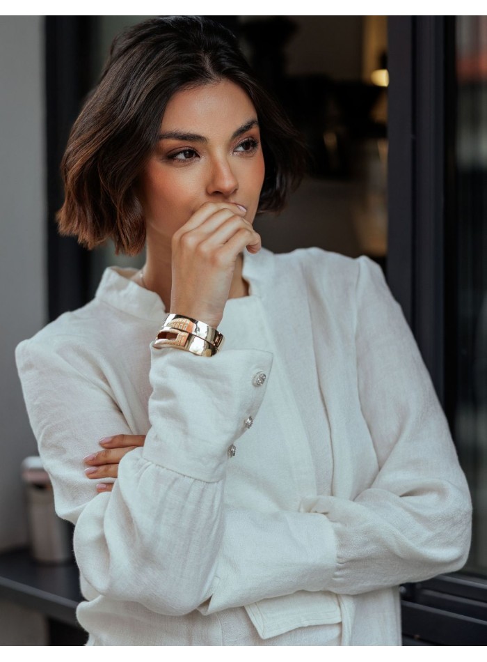 Linen blouse with clean silhouette and...