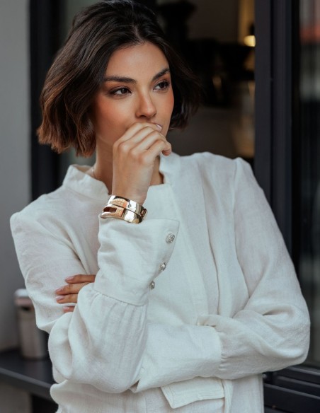 Blouse en lin à la silhouette épurée et au panneau frontal structuré
