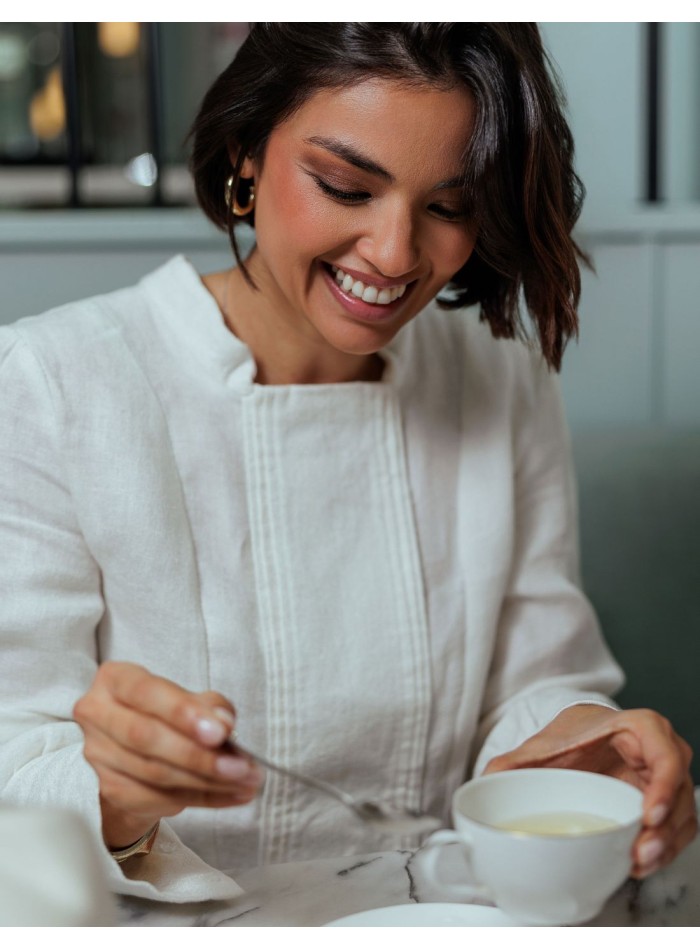 Linen blouse with clean silhouette and...