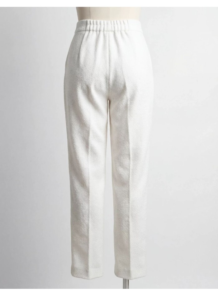 Pantalon droit blanc en tweed
