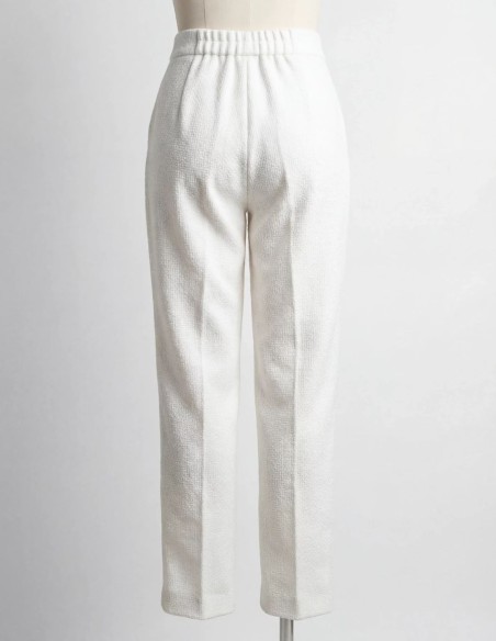White tweed straight pants in straight style