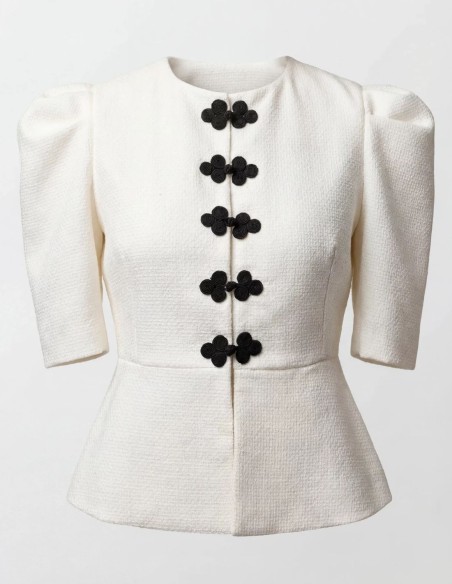 Veste blanche en tweed avec péplum