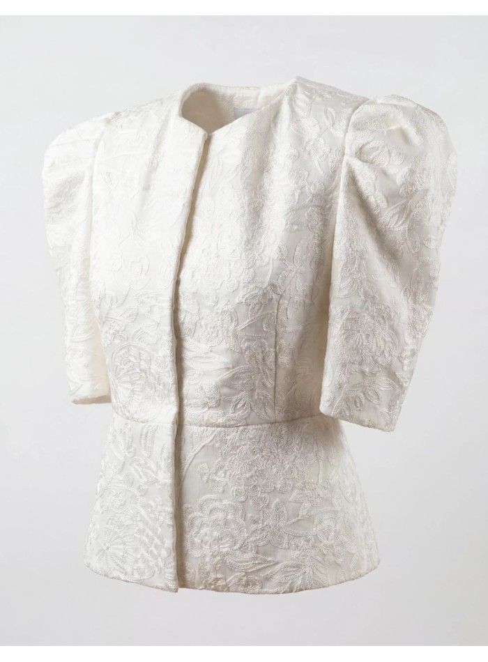 Embroidered bambula jacket in white color