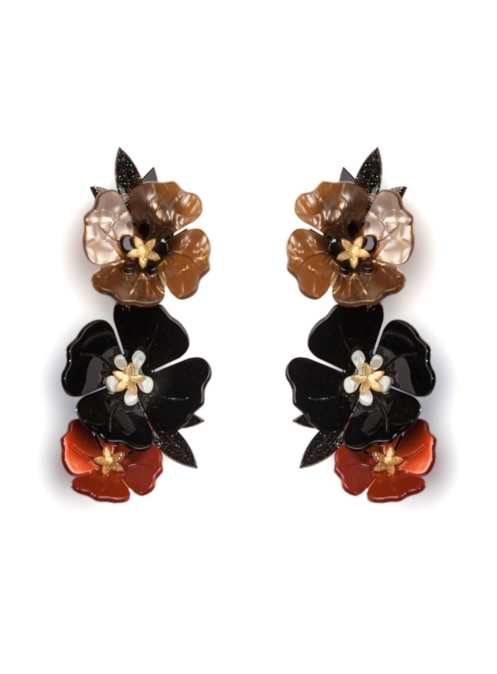 Pendientes largos de flores multicolor