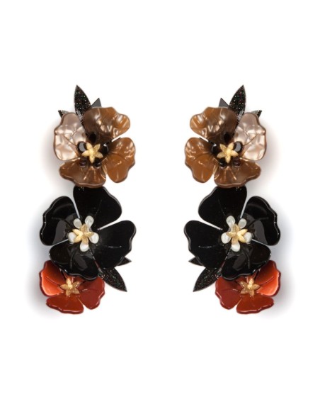Pendientes largos de flores multicolor