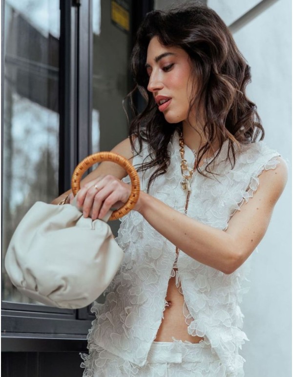 Off-white vest with floral embossing 2