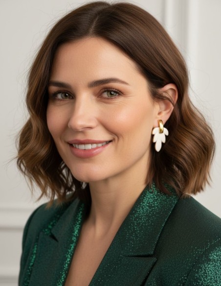 White glazed ceramic earrings