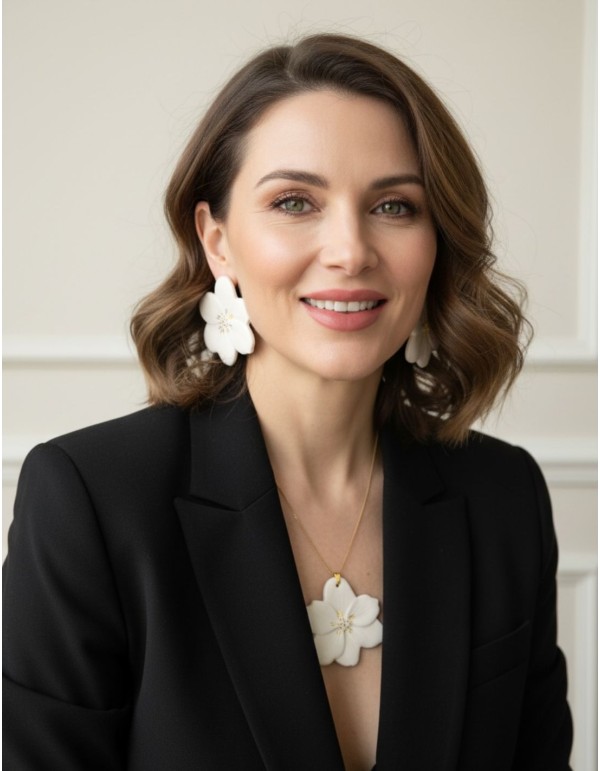 Boucles d'oreilles fleurs en céramique émaillée