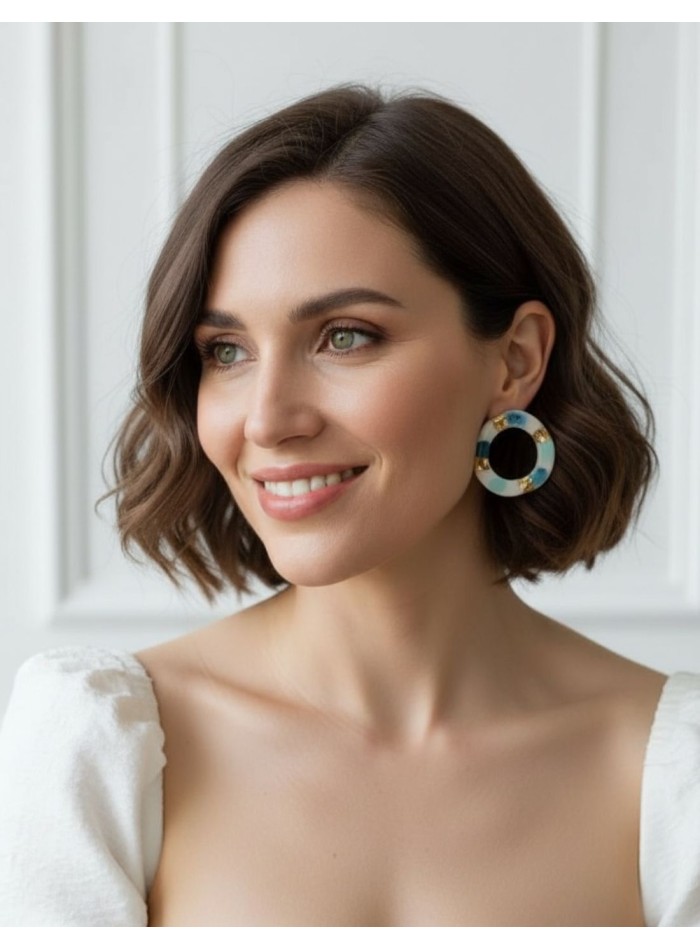 Circular glazed ceramic guest earrings for guests