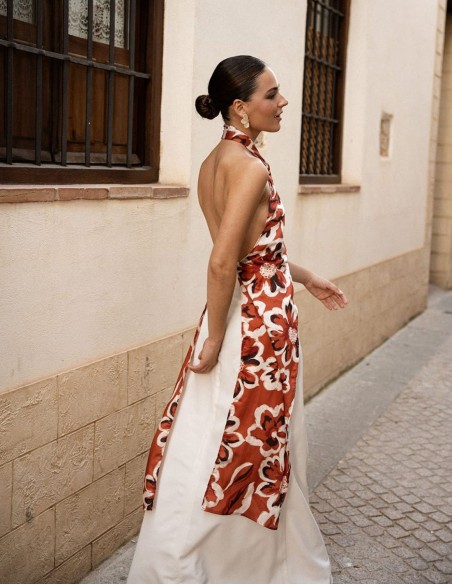 Long halter neck floral print top