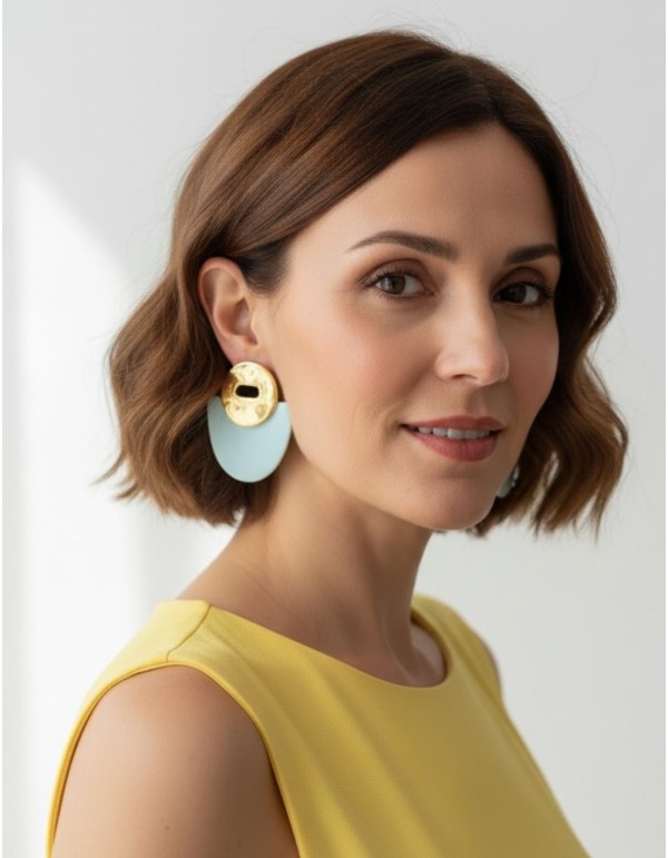 Grandes boucles d'oreilles géométriques en céramique... 2