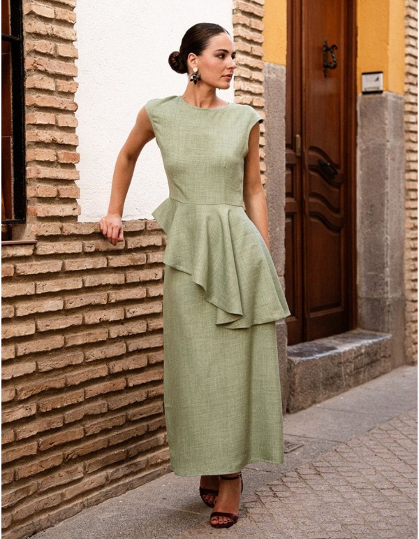 Falda midi evasé verde para invitada