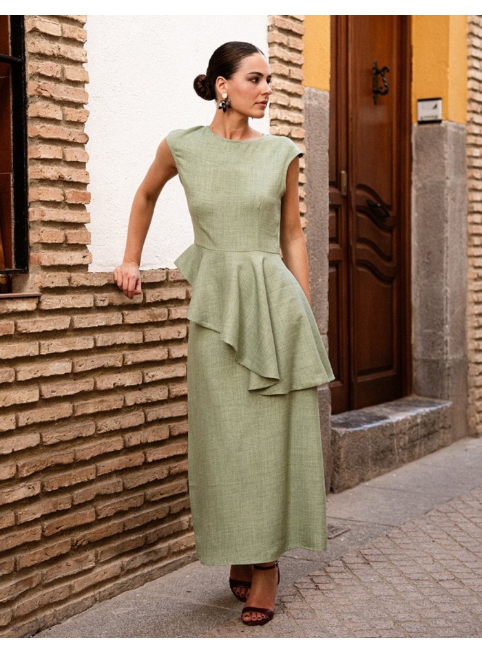 Green flared midi skirt for guests