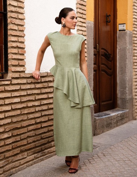 Green flared midi skirt for guests