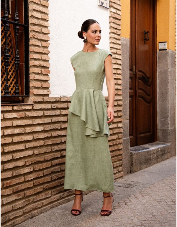 Falda midi evasé verde para invitada 2