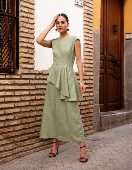 Jupe midi évasée verte pour les invités
