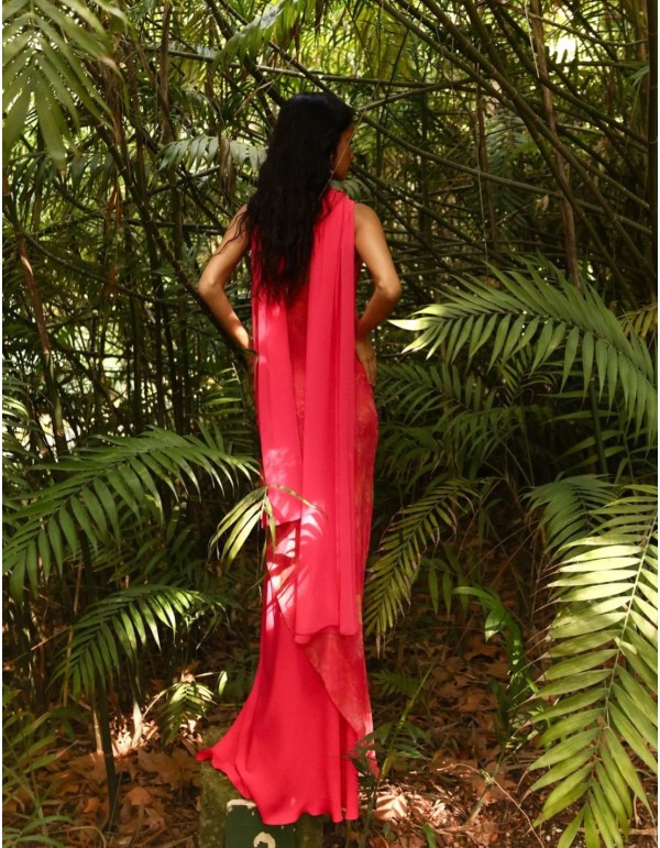 Châle fuchsia en georgette 2