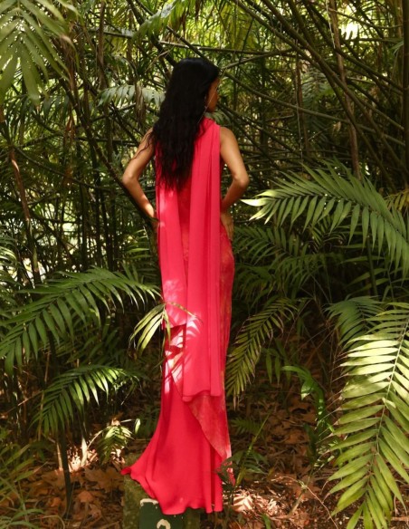 Châle fuchsia en georgette