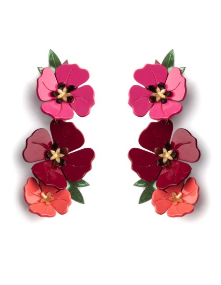 Pendientes de amapolas en tonos rojos artesanales