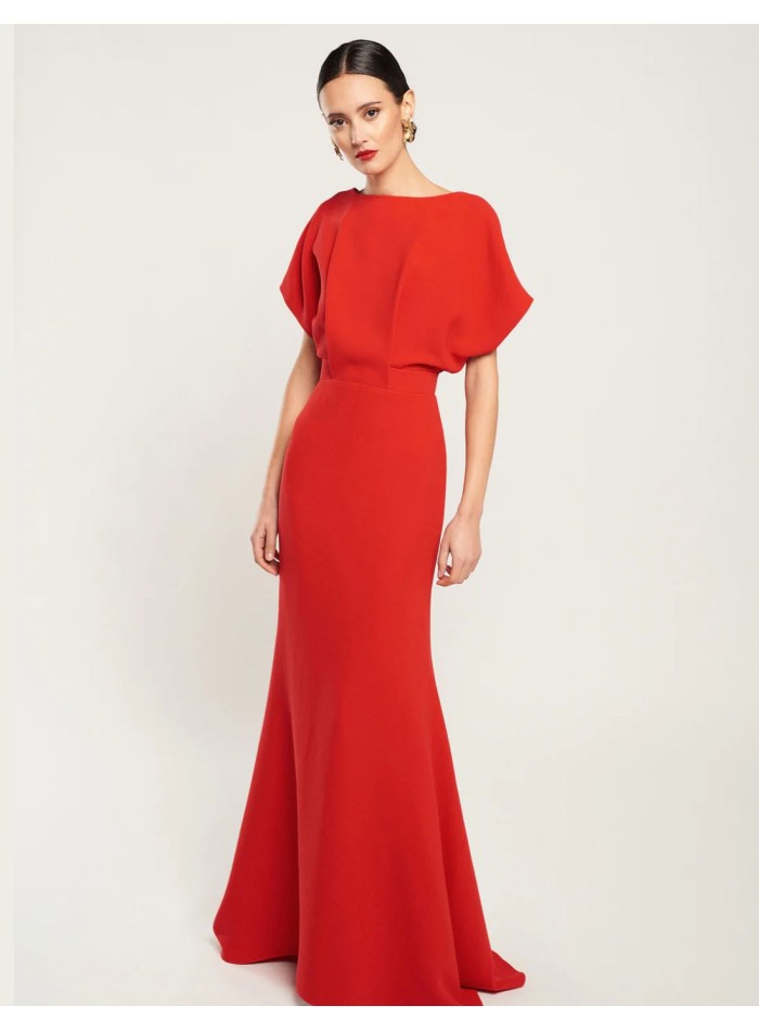Vestido largo sirena rojo con escote en la espalda