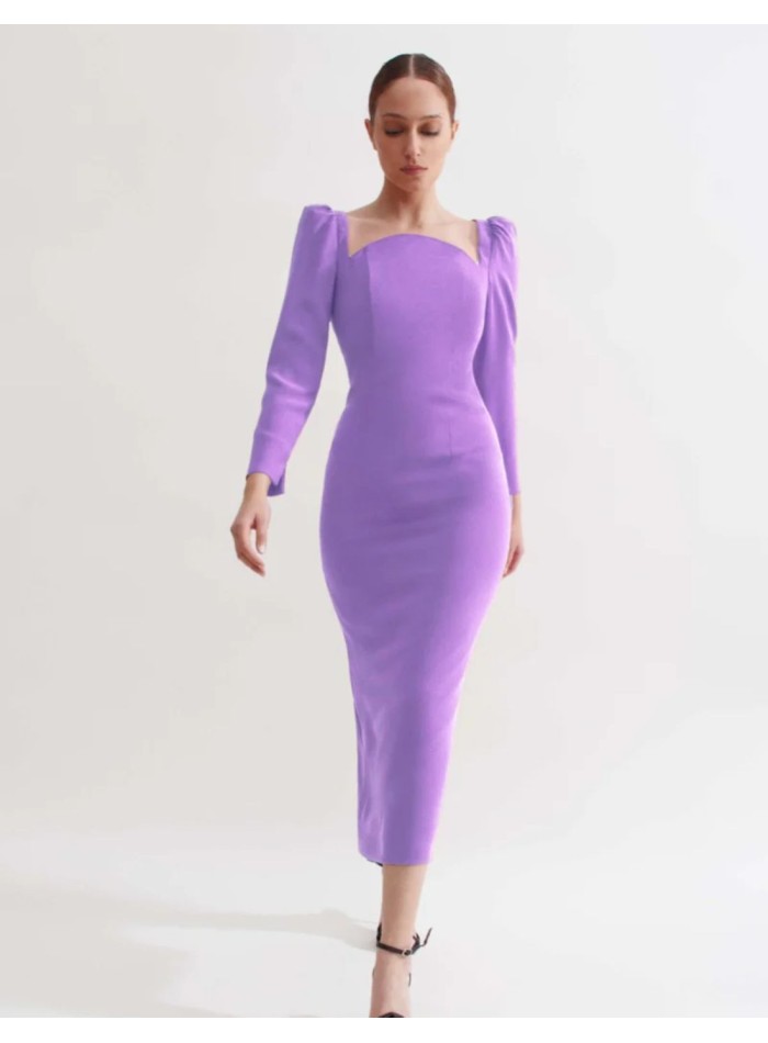 Robe midi lilas avec silhouette crayon et...