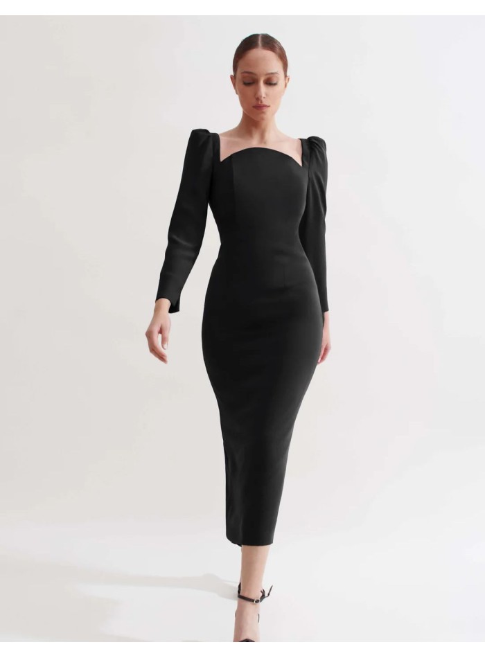 Robe midi noire à silhouette crayon pour les...