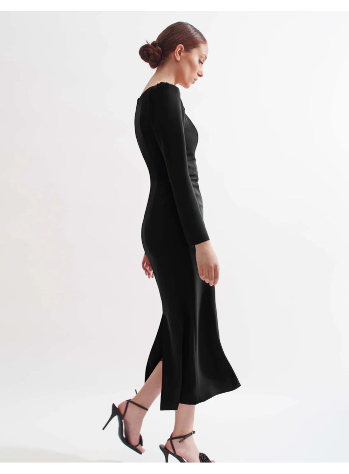 Robe midi noire à silhouette crayon pour les...