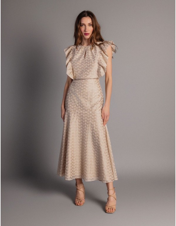 Jupe d'invité midi en tencel avec broderie 2