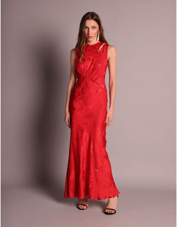 Robe d'invité en jacquard rouge