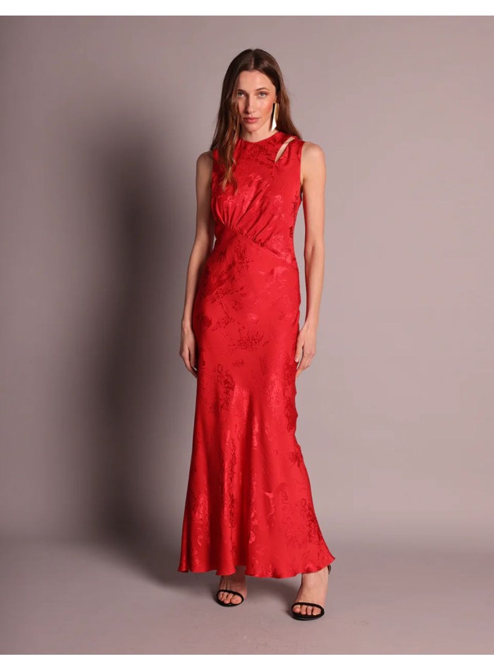 Robe d'invité en jacquard rouge