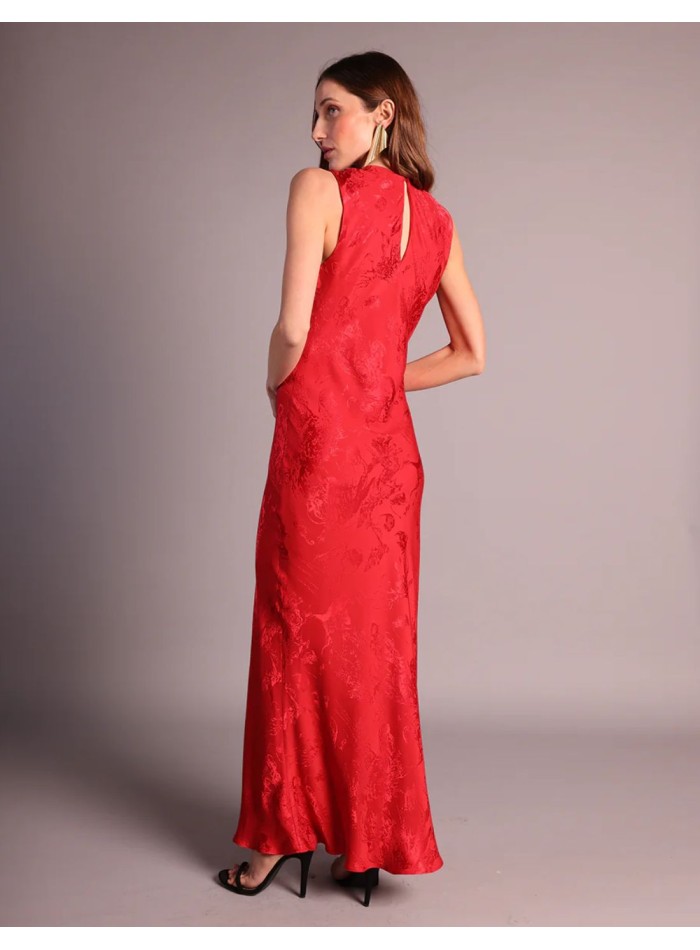 Robe d'invité en jacquard rouge