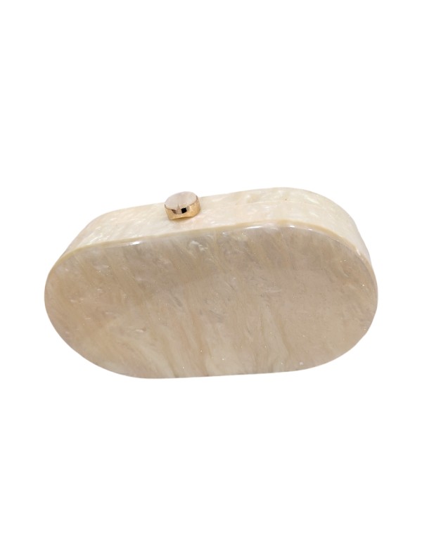 Sac de soirée ovale nacré, couleur blanc cassé 2