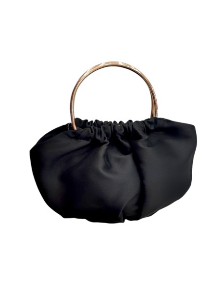 Sac à main en satin noir avec des anses rondes