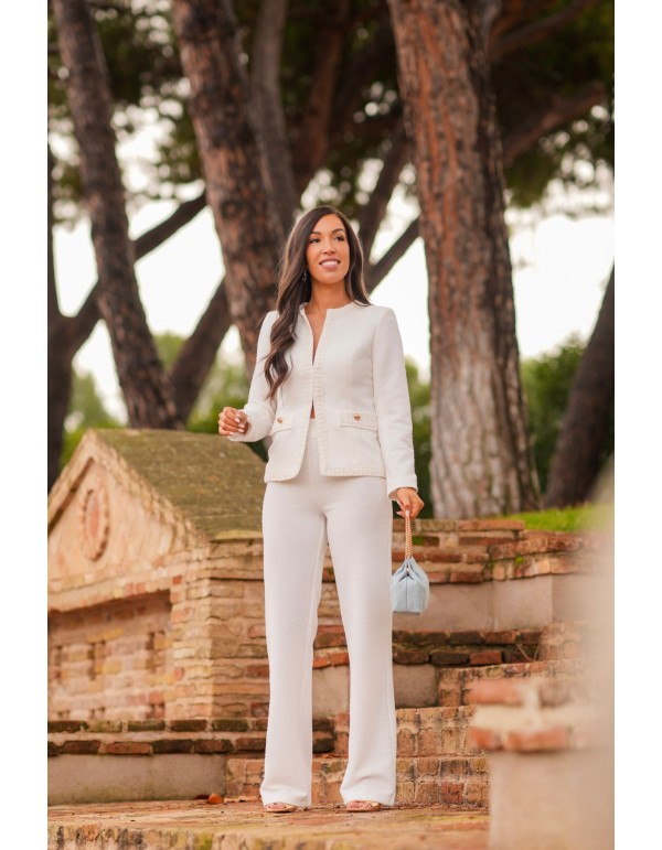 White tweed jacket and pants set 2