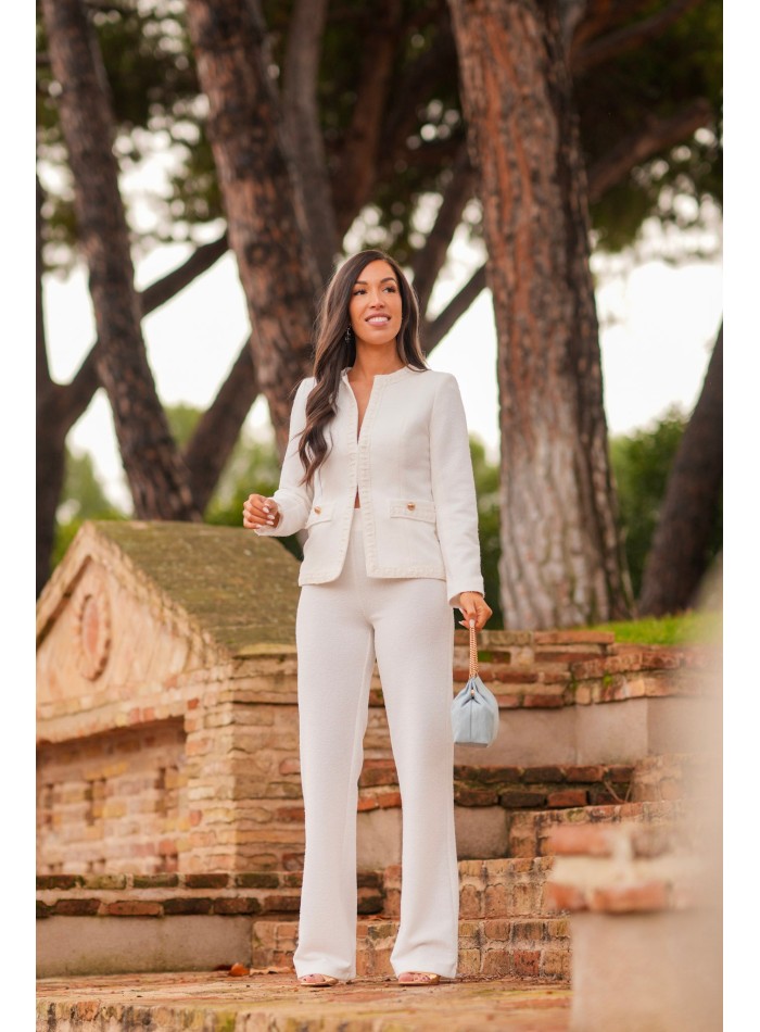 White tweed jacket and pants set
