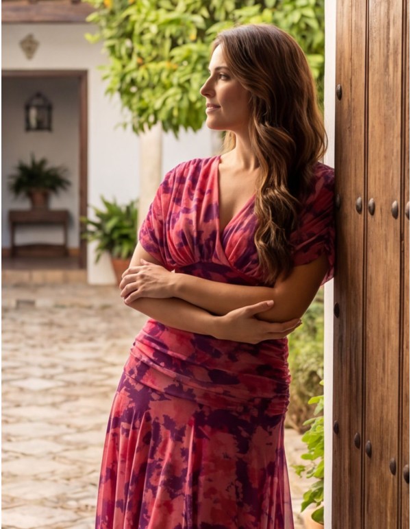 Vestido midi con drapeado en la cintura para invitada 2