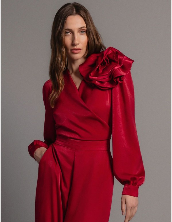 Cherry-colored satin flower