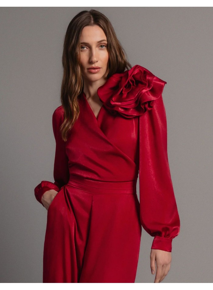 Cherry-colored satin flower