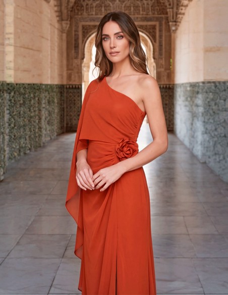 vestido de invitDA COLOR teja