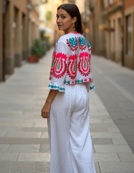 Pantalones palazzo blancos de lino