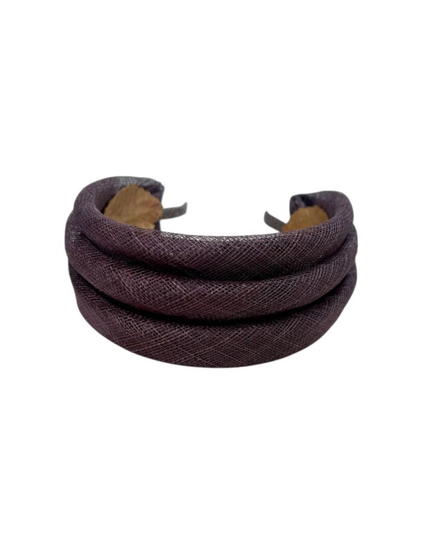 Bandeau en raphia marron chocolat pour invitée 2