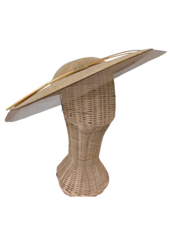 Beige Pamela dress with horsehair and rachis...
