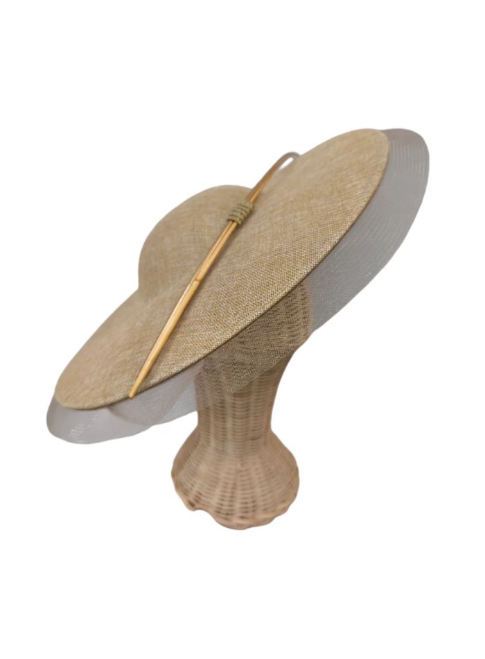Beige Pamela dress with horsehair and rachis...