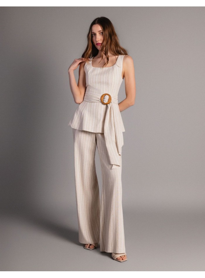 Haut à bretelles avec peplum et ceinture