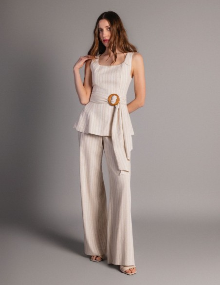 Peplum tank top with a belt