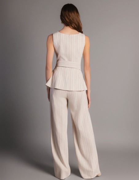 Peplum tank top with a belt