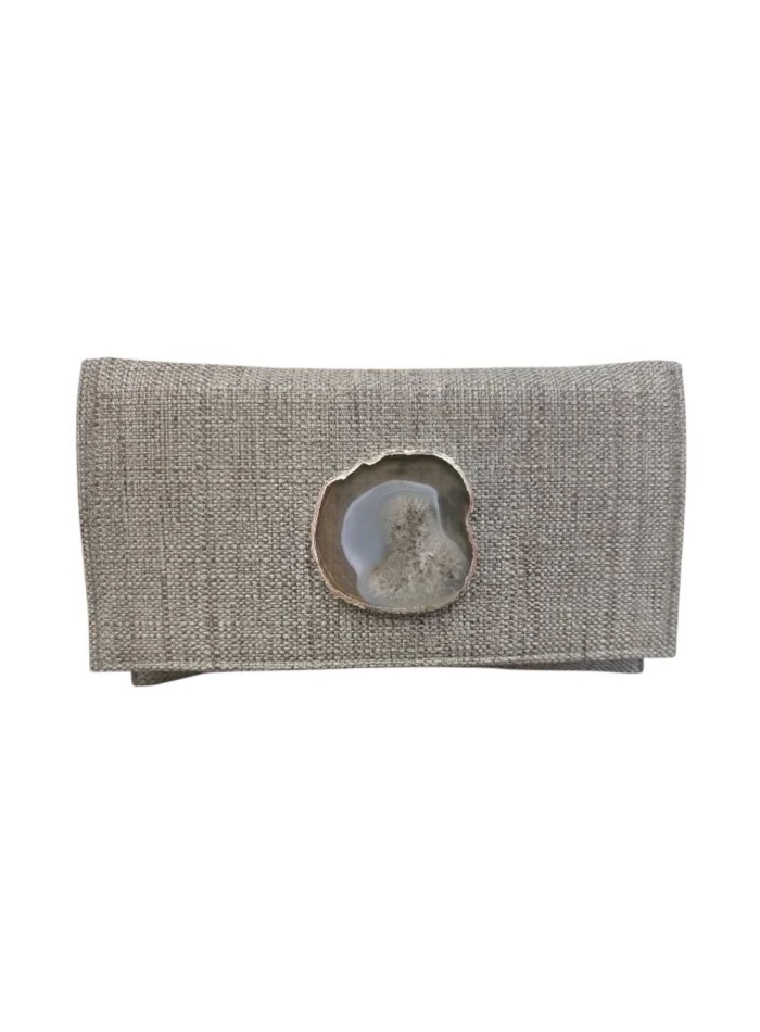 Pochette en jute avec détail en pierre pour...