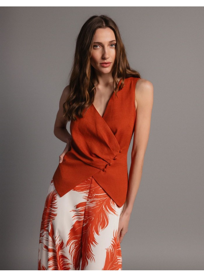 Printed satin baggy pants